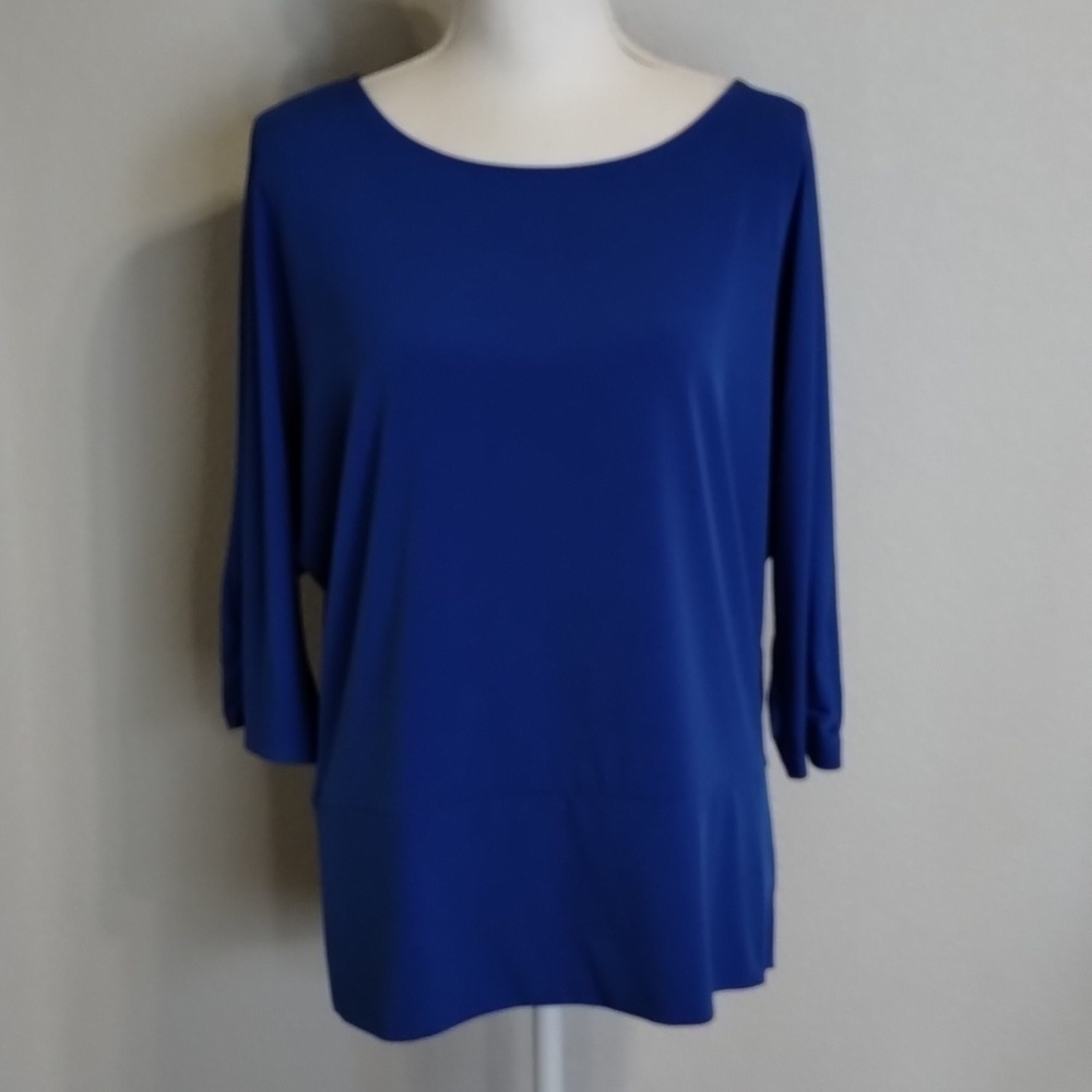 Chico's Blouse Bright Blue Dolman Sleeve Size Large Top